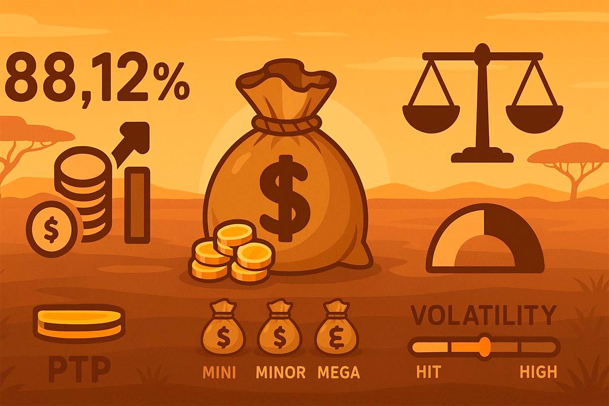 Money bag with coins in savanna