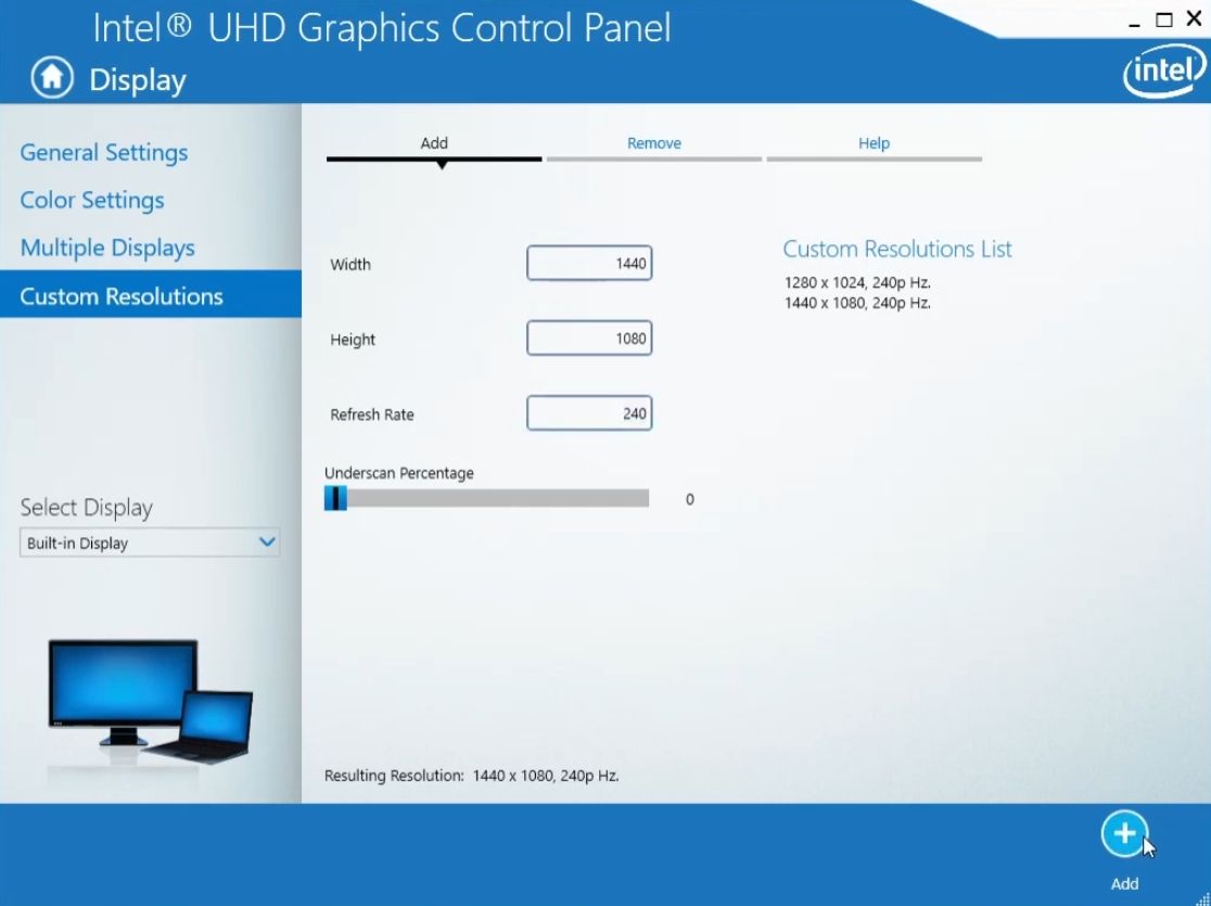 Entering Width, Height, and Refresh Rate