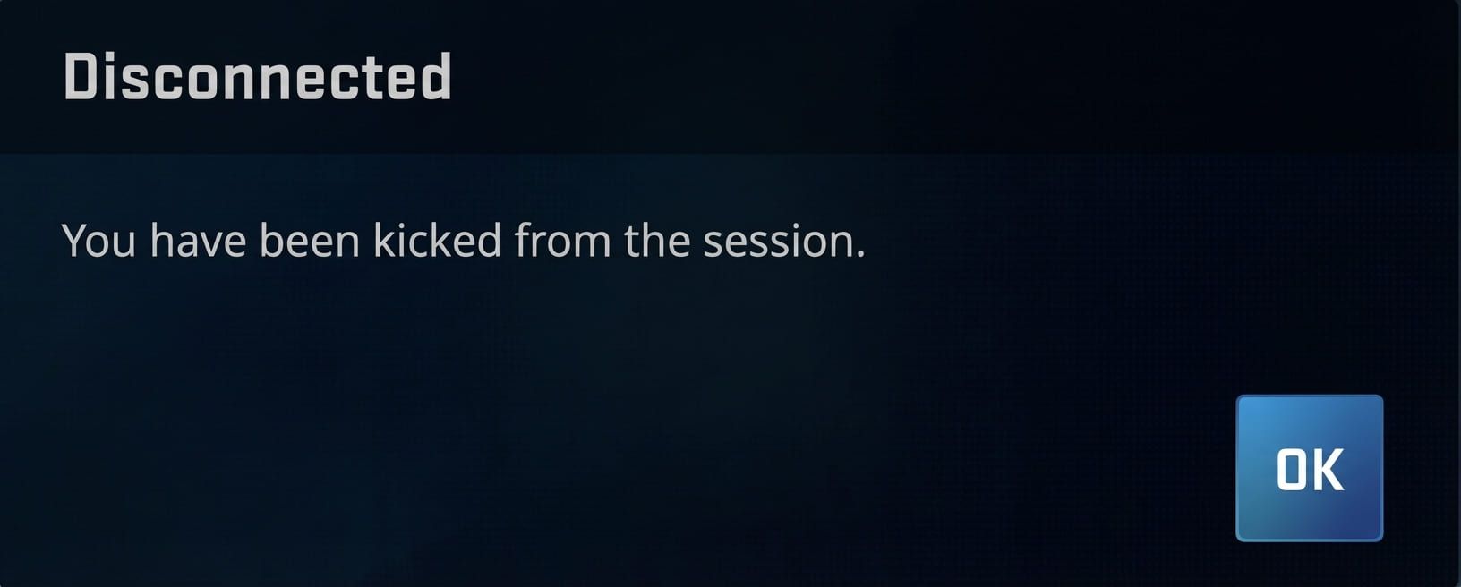 The result of kicking from the session