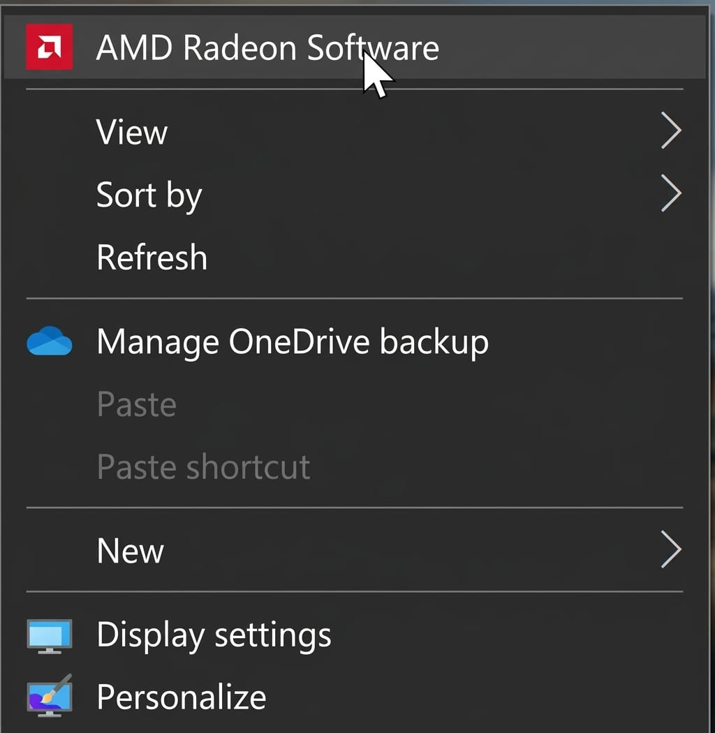 Selecting AMD Radeon Software
