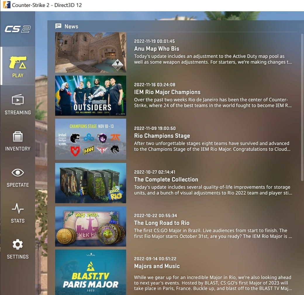 Counter-Strike 2 menu