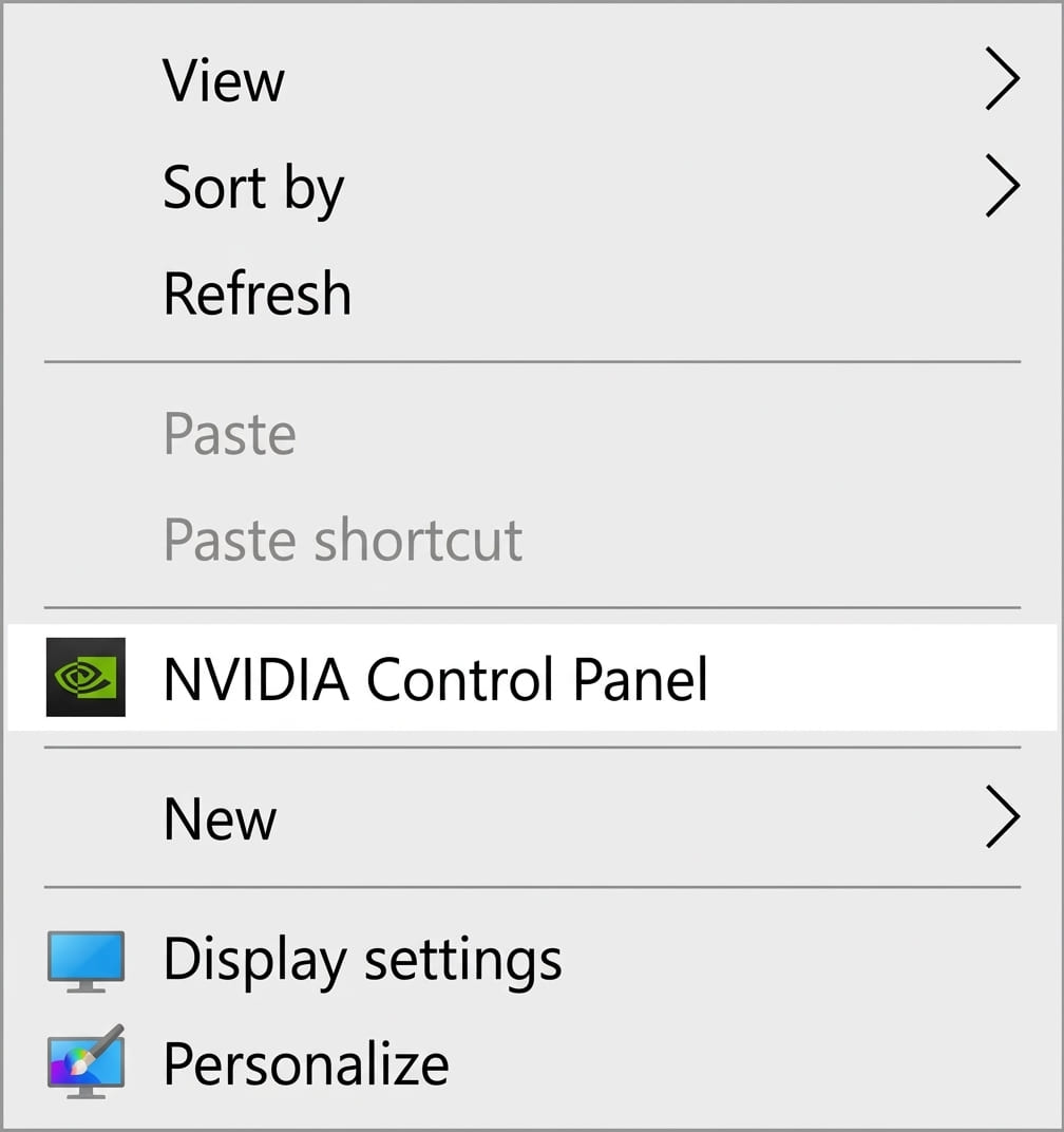 Choosing Nvidia Control Panel