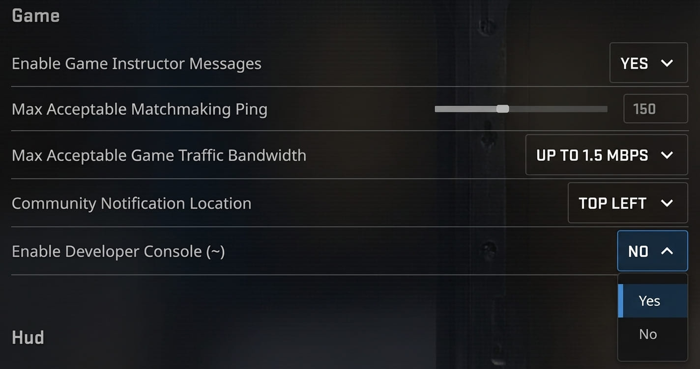 Enabling developer console