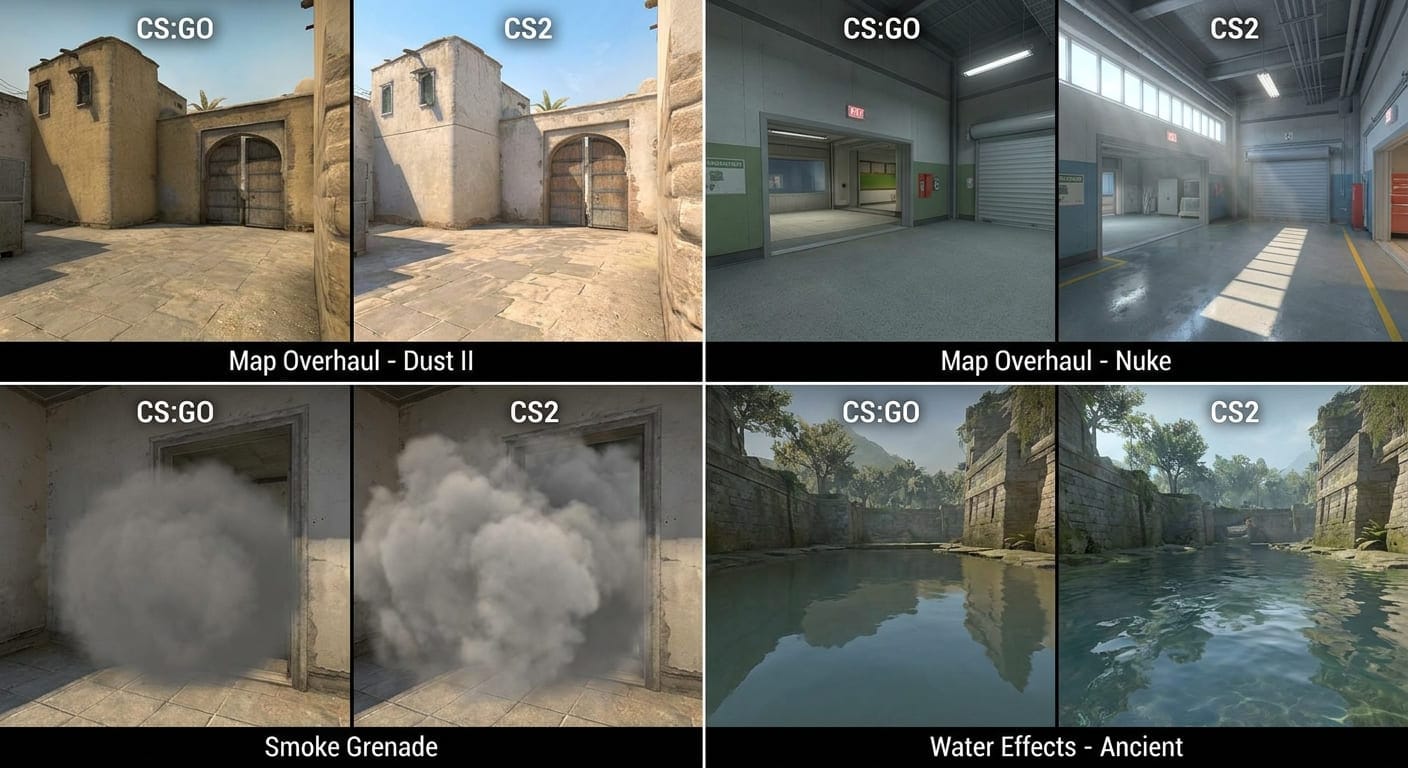 CS:GO vs CS2 side-by-side comparison