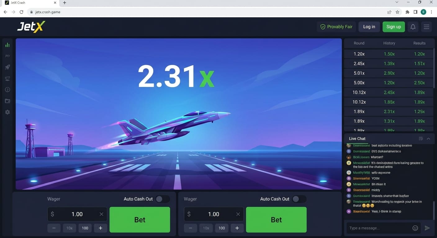 JetX interface screenshot