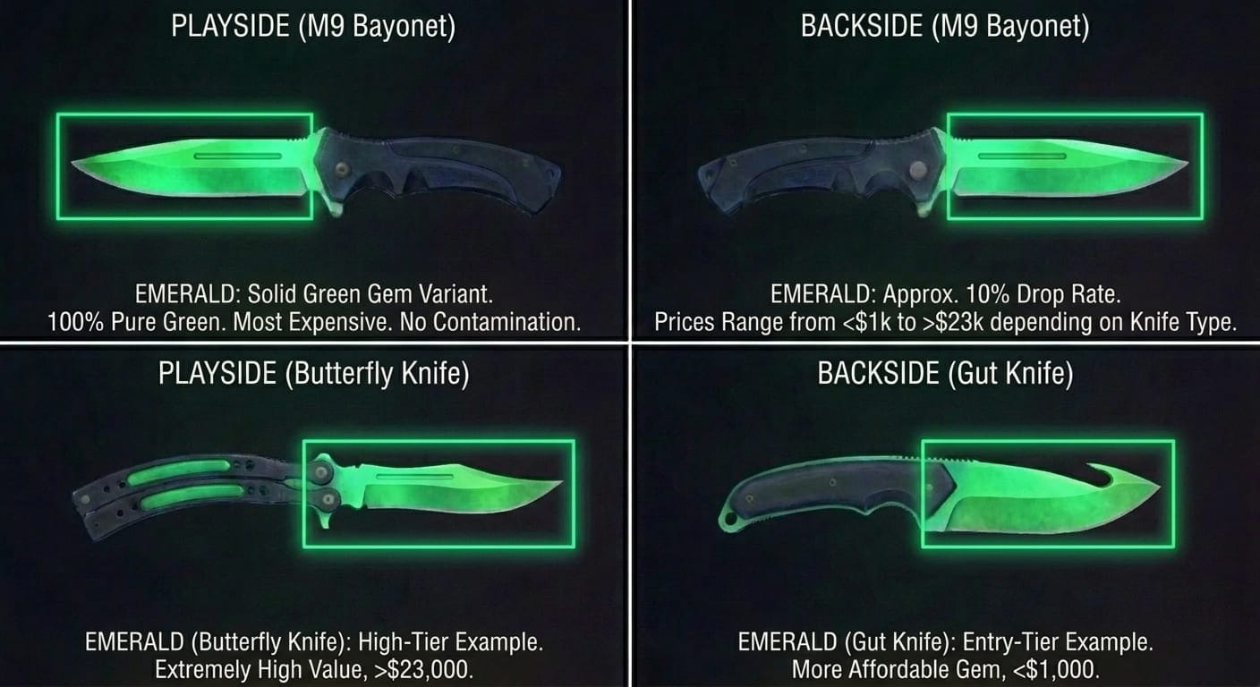 Emerald knife — playside and backside