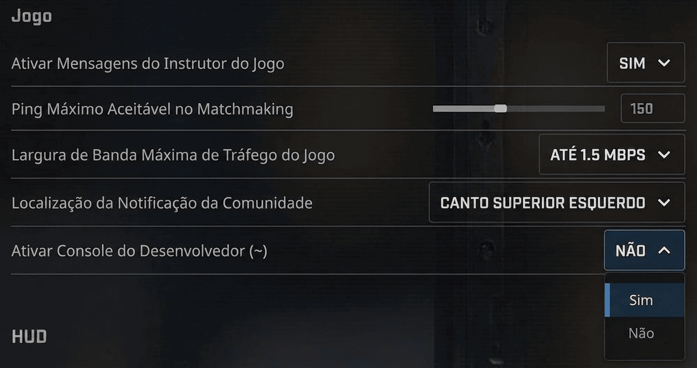 opção: Enable Developer Console