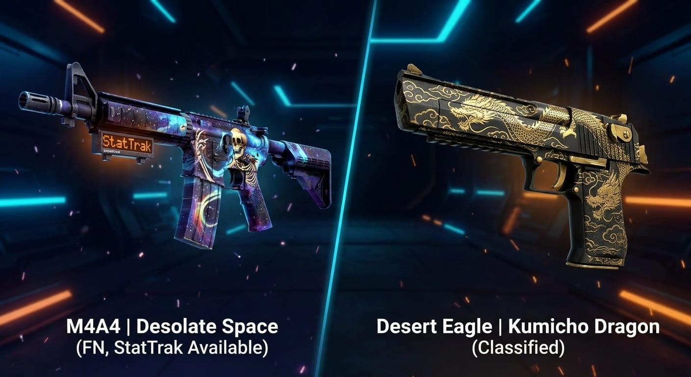 M4A4 | Desolate Space. Desert Eagle | Kumicho Dragon.
